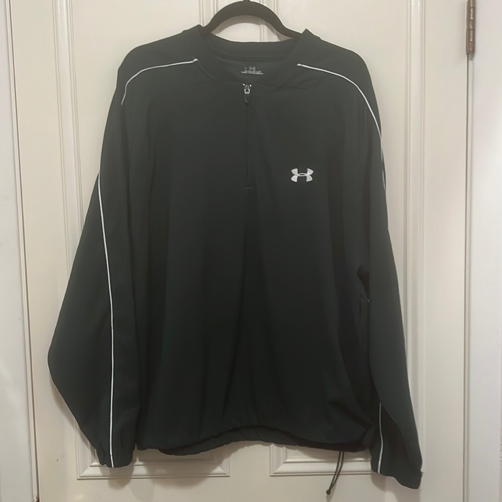 Under Armour Mens 1/4 Zip Windbreaker  Logo Cold Gear Large Geen